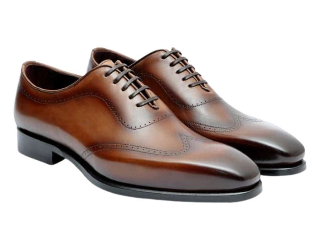 Filangieri - Stained Brown Oxford Wing Tip Lace Up Dress Shoes
