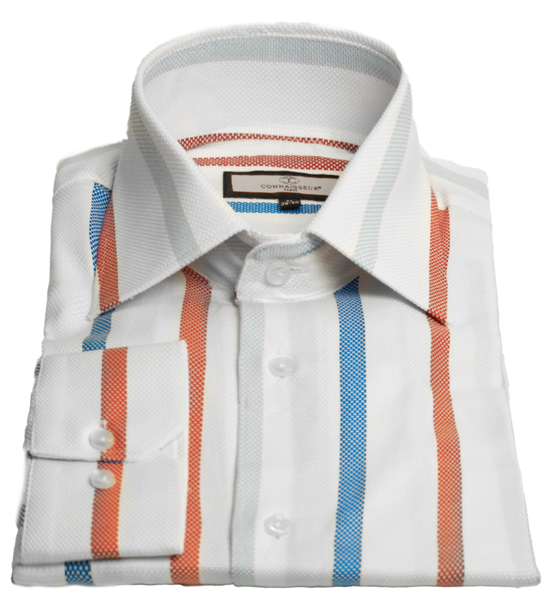 Connaisseur - White with orange and blue plaid slim fit dress shirt