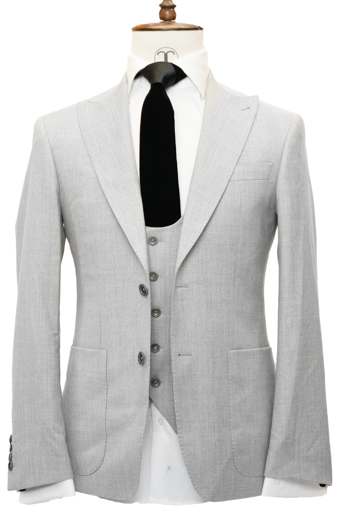 Zignone - Ash Grey Cashmere 3-Piece Fit Slim Fit Suit with Patch Pockets