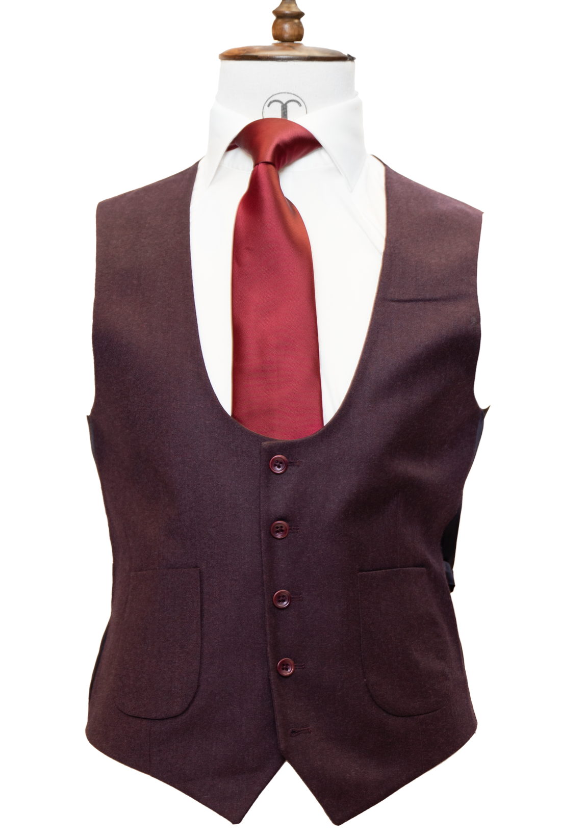 Zignone - Sangria Cashmere 3-Piece Fit Slim Fit Suit with Patch Pockets