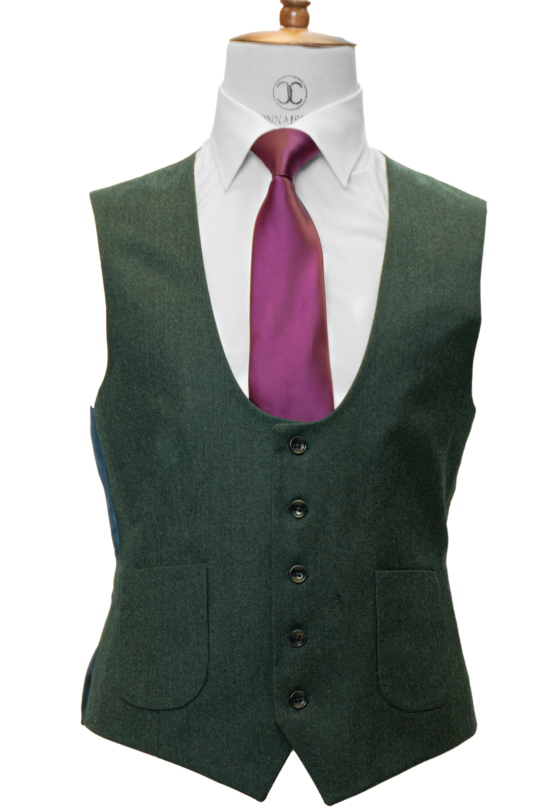 Dark Green Cashmere 3-Piece Fit Suit with Patch Pockets
