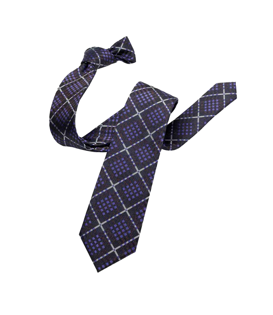 Connaisseur - Purple with Black & White Checked Medium Tie
