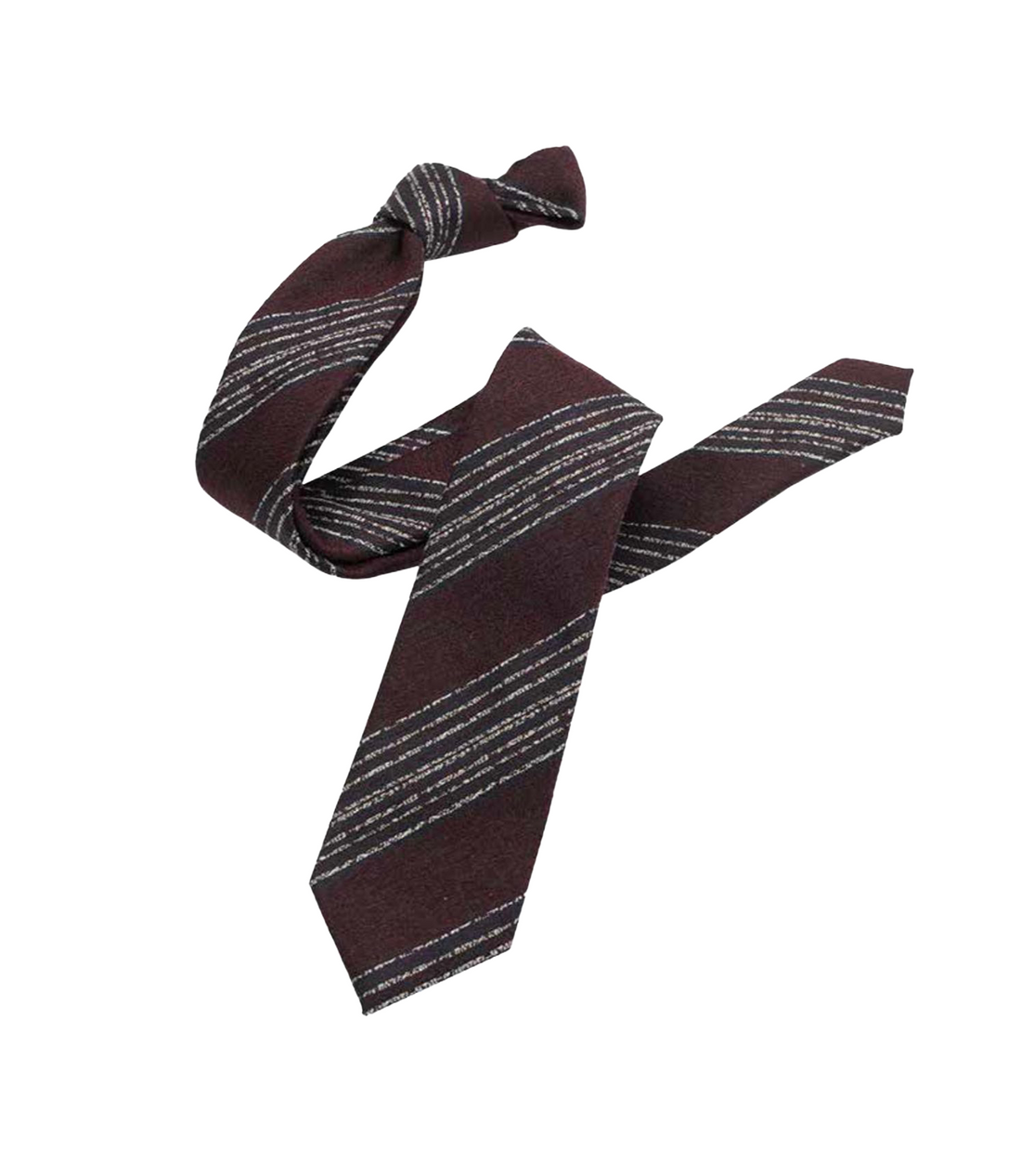 Connaisseur - Brown with White Striped Jacquard Medium Tie
