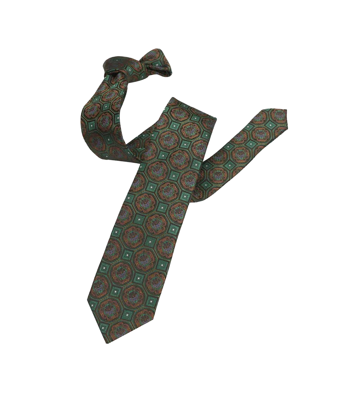 Connaisseur - Green with Orange Polka Dot Jacquard Medium Tie
