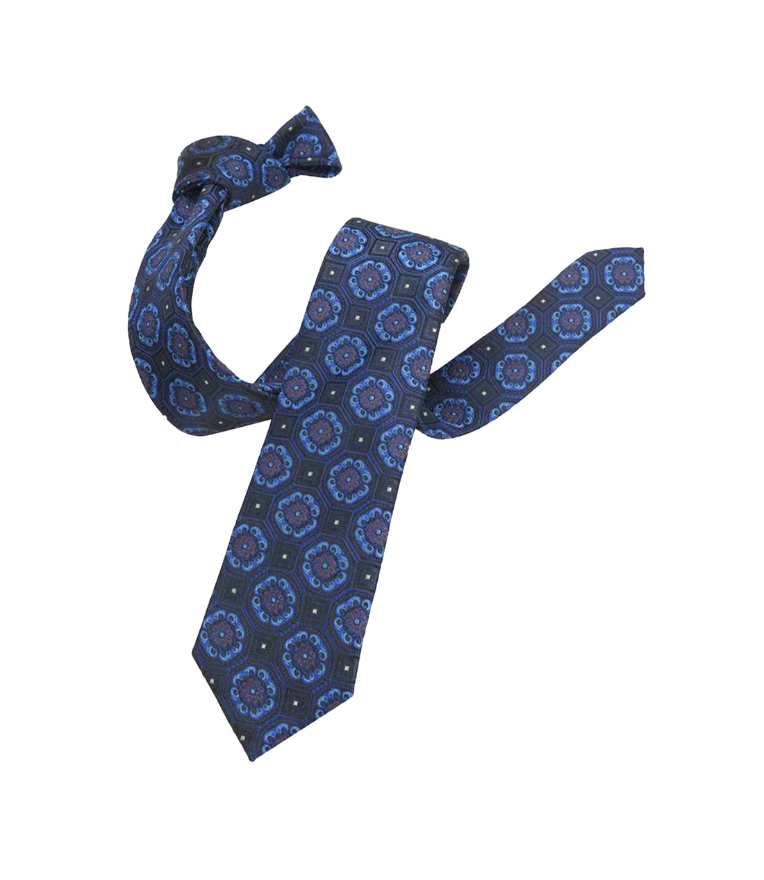 Connaisseur - Blue with Purple Polka Dot Jacquard Medium Tie