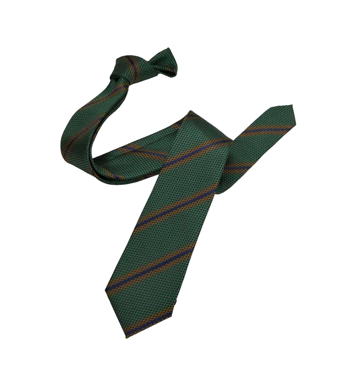 Connaisseur - Green with Orange & Black Striped Jacquard Medium Tie