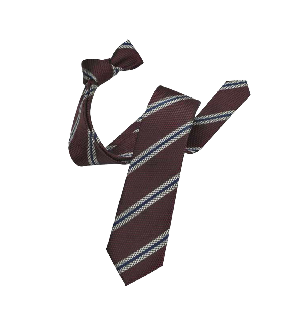 Connaisseur - Brown with Black & White Striped Jacquard Medium Tie