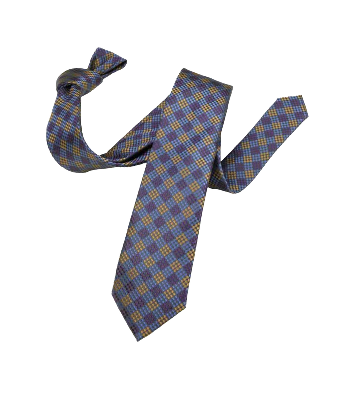 Connaisseur - Purple with Yellow Checked Medium Tie