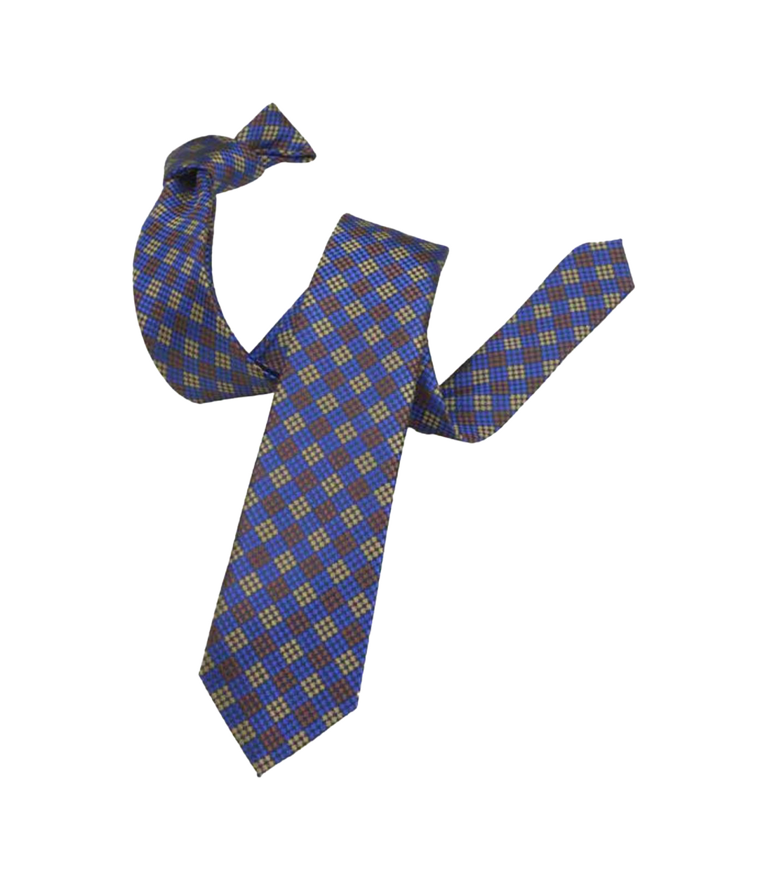 Connaisseur - Blue with Brown & Yellow Polka Dot Jacquard Medium Tie