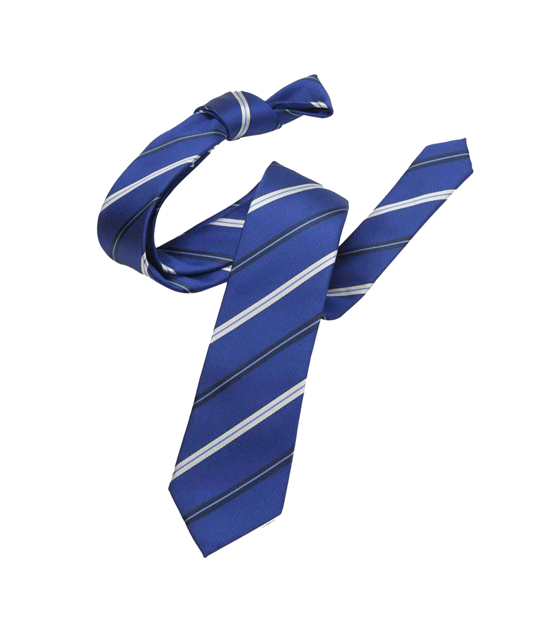 Connaisseur - Blue with White Striped Jacquard Medium Tie