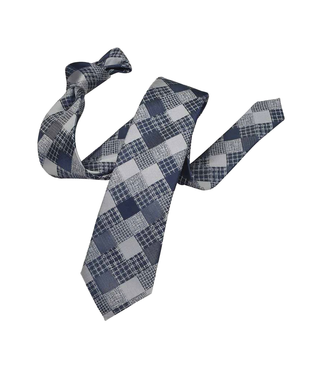 Connaisseur - Grey with Navy Blue Checked Medium Tie