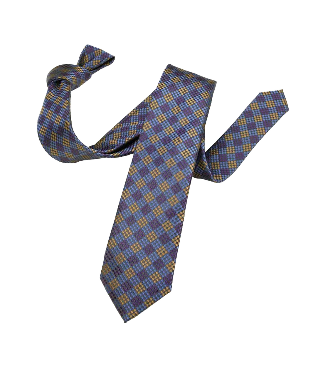 Connaisseur - Navy Blue with Purple & Yellow Polka Dot Jacquard Medium Tie