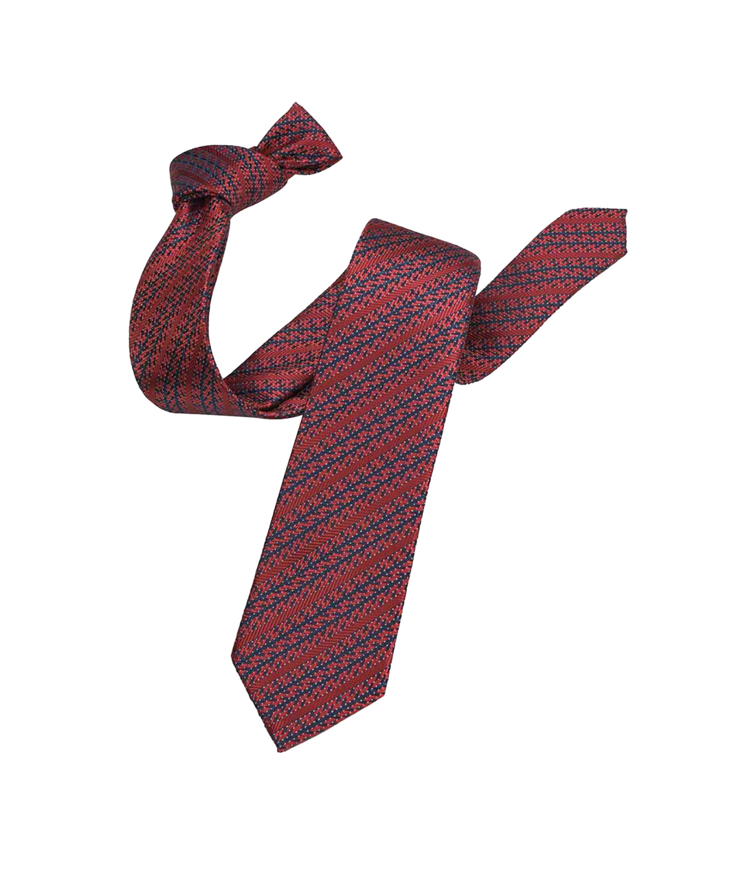 Connaisseur - Red with Navy Blue Striped Jacquard Medium Tie