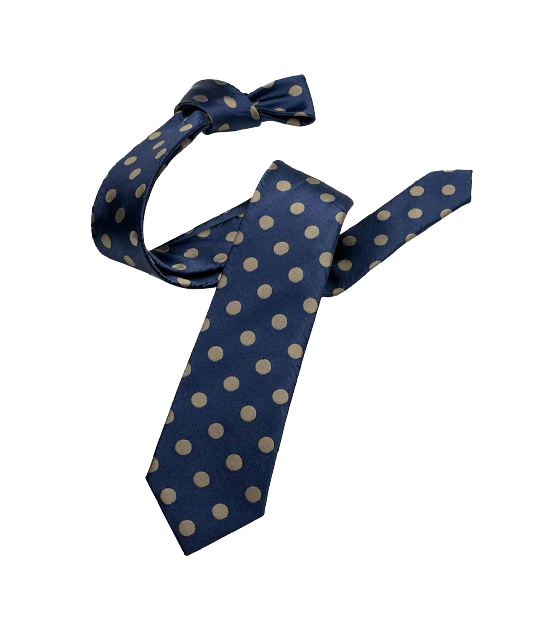 Connaisseur - Navy Blue with Brown Polka Dot Jacquard Medium Tie