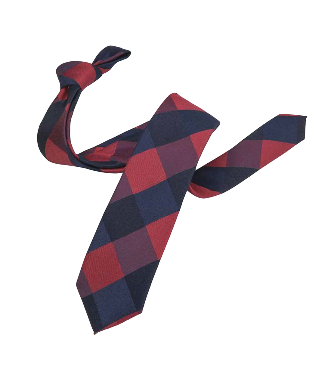 Connaisseur - Red with Navy Blue Checked Medium Tie