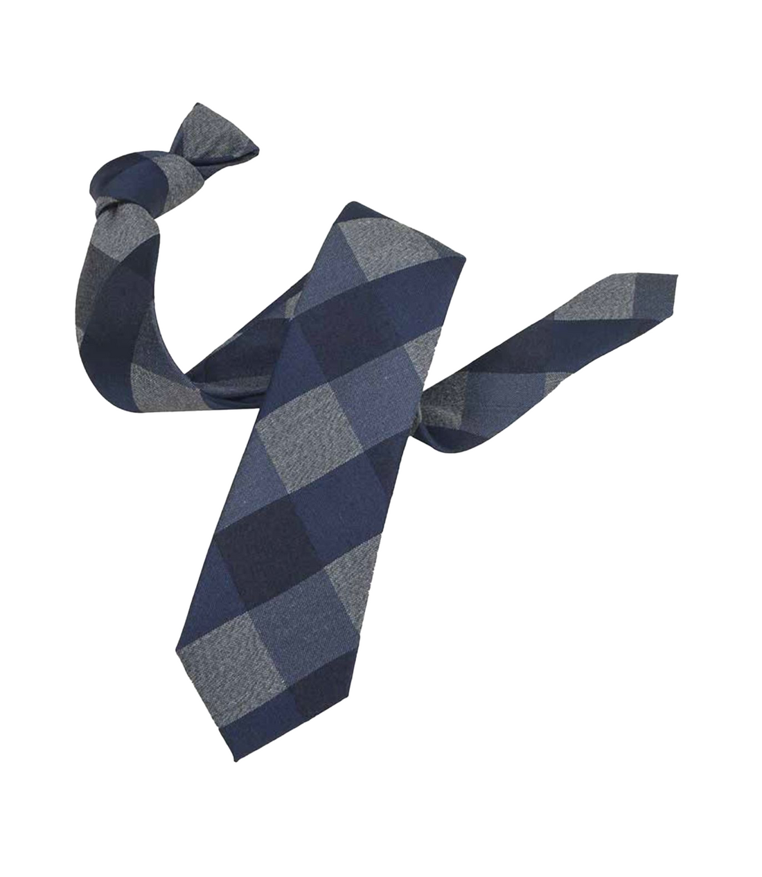 Connaisseur - Navy Blue with Grey Checked Medium Tie