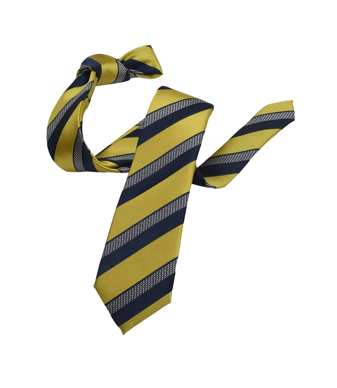 Connaisseur - Yellow with Grey & Black Striped Jacquard Medium Tie