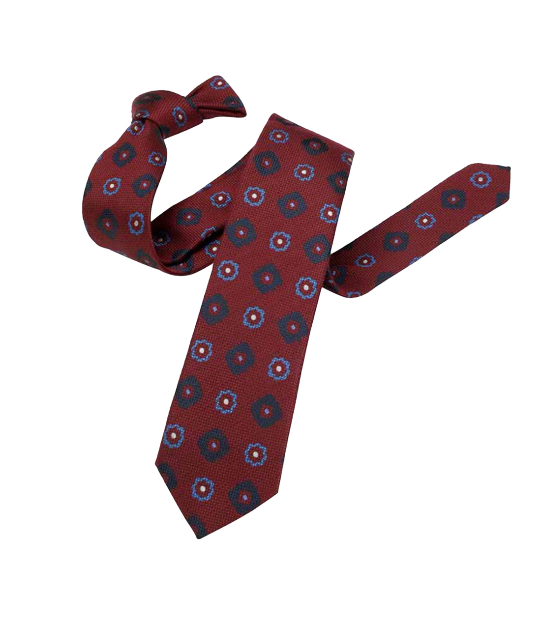 Connaisseur - Red with Navy Blue Polka Dot Jacquard Medium Tie