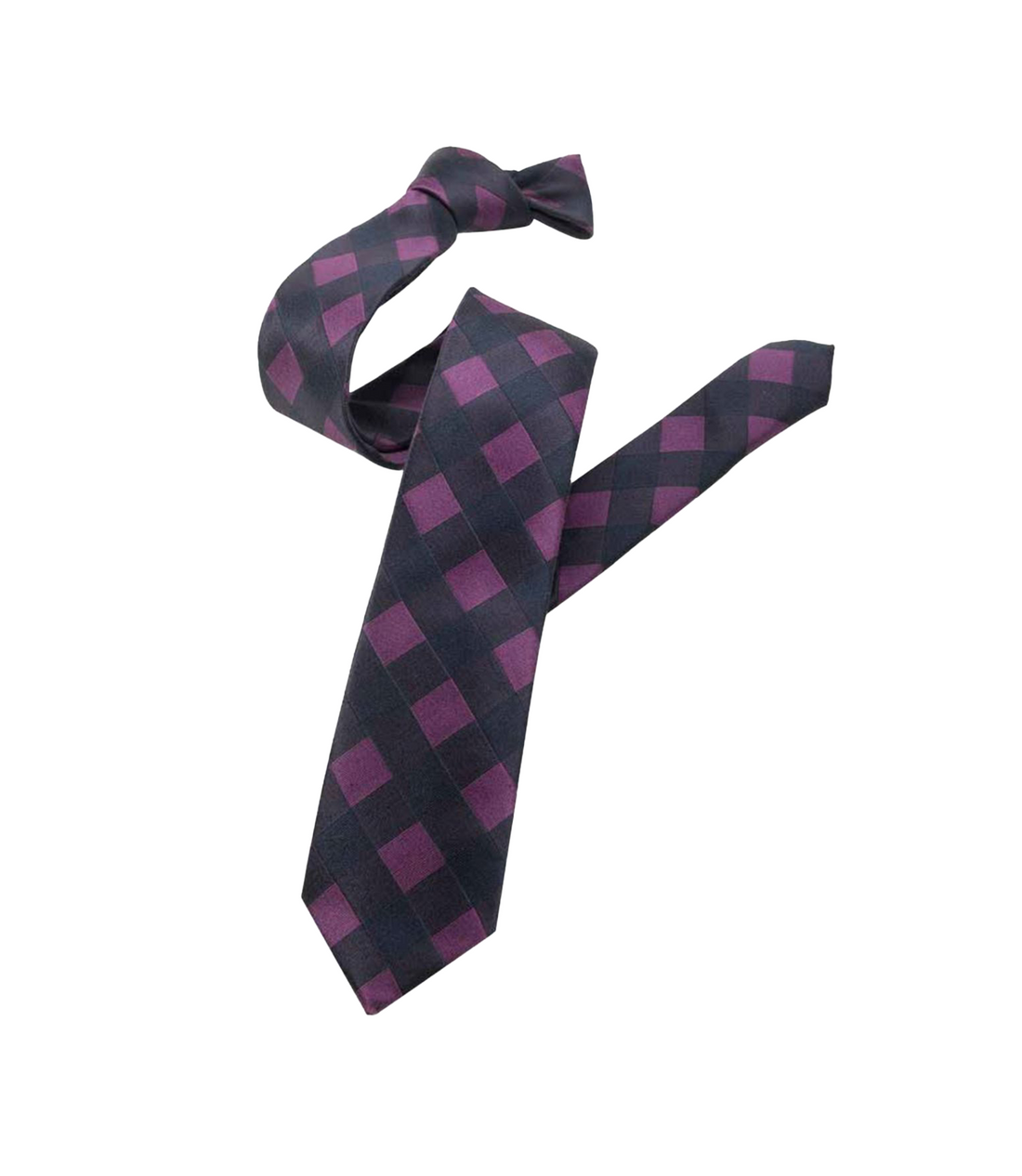 Connaisseur - Navy Blue with Purple Diamond-Dot Jacquard Medium Tie